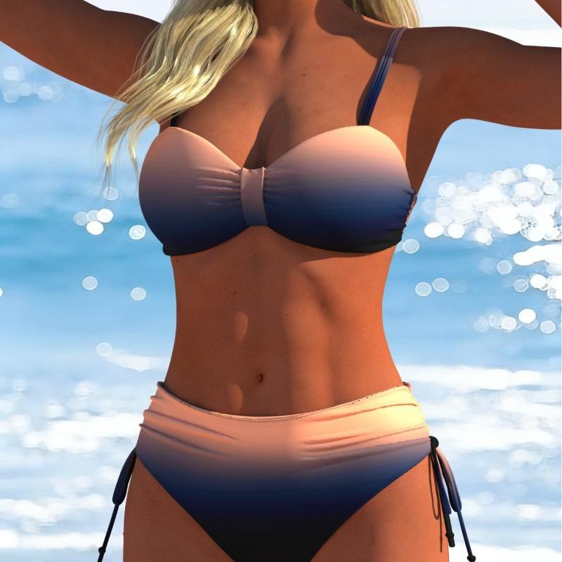 Nuevo Bikini Europeo y Americano Dividido para Mujer Sexy Chicas Calientes Conjunto de Dos Piezas Tirantes Espalda Descubierta Delgado, Bañador