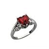 Anelli Romantici Goth Intarsiati Cristallo Rosso Zircone Forma di Cuore Motivo Doppio Drago per Coppia Donne Uomini Gioielli Lussuosi Scintillanti Regalo