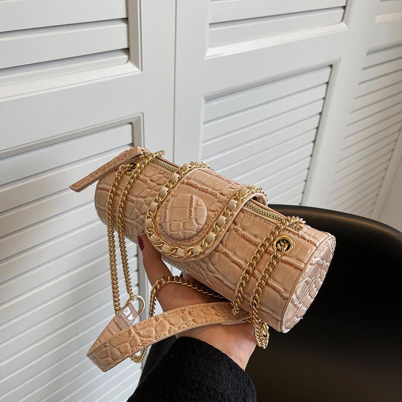 

Нишевая дизайнерская сумка женская новая модная цепочка на плечо сумка-мессенджер сумка-цилиндр абрикосовый