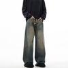 Men's American Retro High Street Wide-Leg Jeans - Spring Arrival, Trendy Loose Fit, Floor-Length