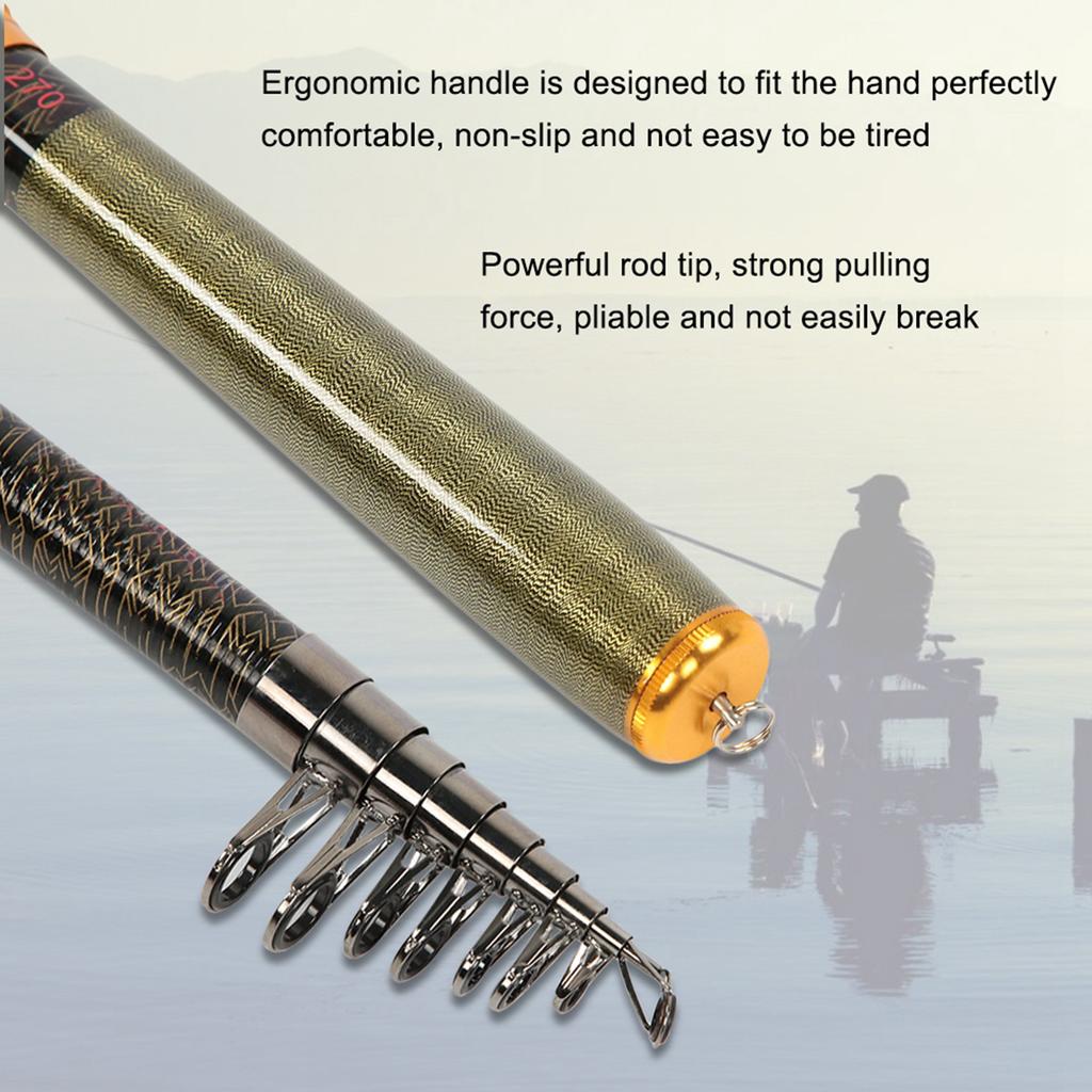 Mini Portable Carbon Retractable Super Hard Sea Fishing Fish Pole Rod (1.8m)