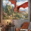 Gruaoihy Fantasy Dragon Knight Medieval Tapestry Game Wall Art 60x80in