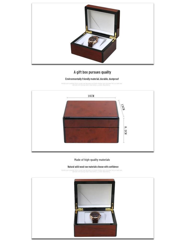 High-End Wood Grain Magnetic Flip Watch Display and Storage Box