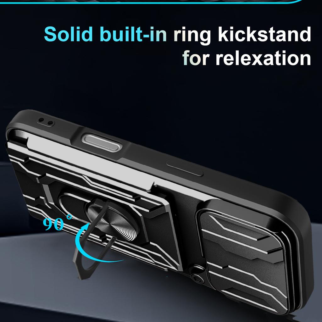 For iPhone 17 Pro Max Case PC+TPU Kickstand Phone Back Cover with Camera Slider