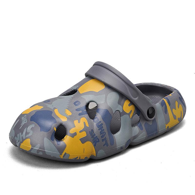 Summer men's shoes graffiti hole shoes beach bag toe thick sole heightening sandals outdoor cool slippers EVA4.0
