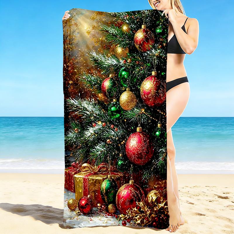 1Pc Christmas Tree Decorations Beach Towel Quick Dry Multiuse For Beach Pool Gym Yoga Home Travel Christmas Halloween Xmas Gift S161