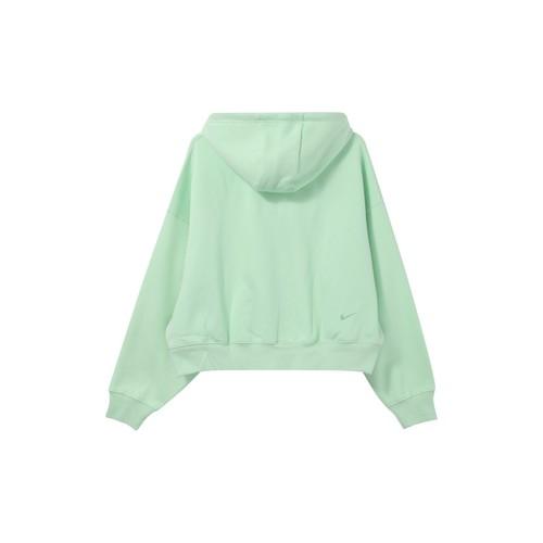 Nike logo embroidered hoodie long-sleeve sweatshirt for women green