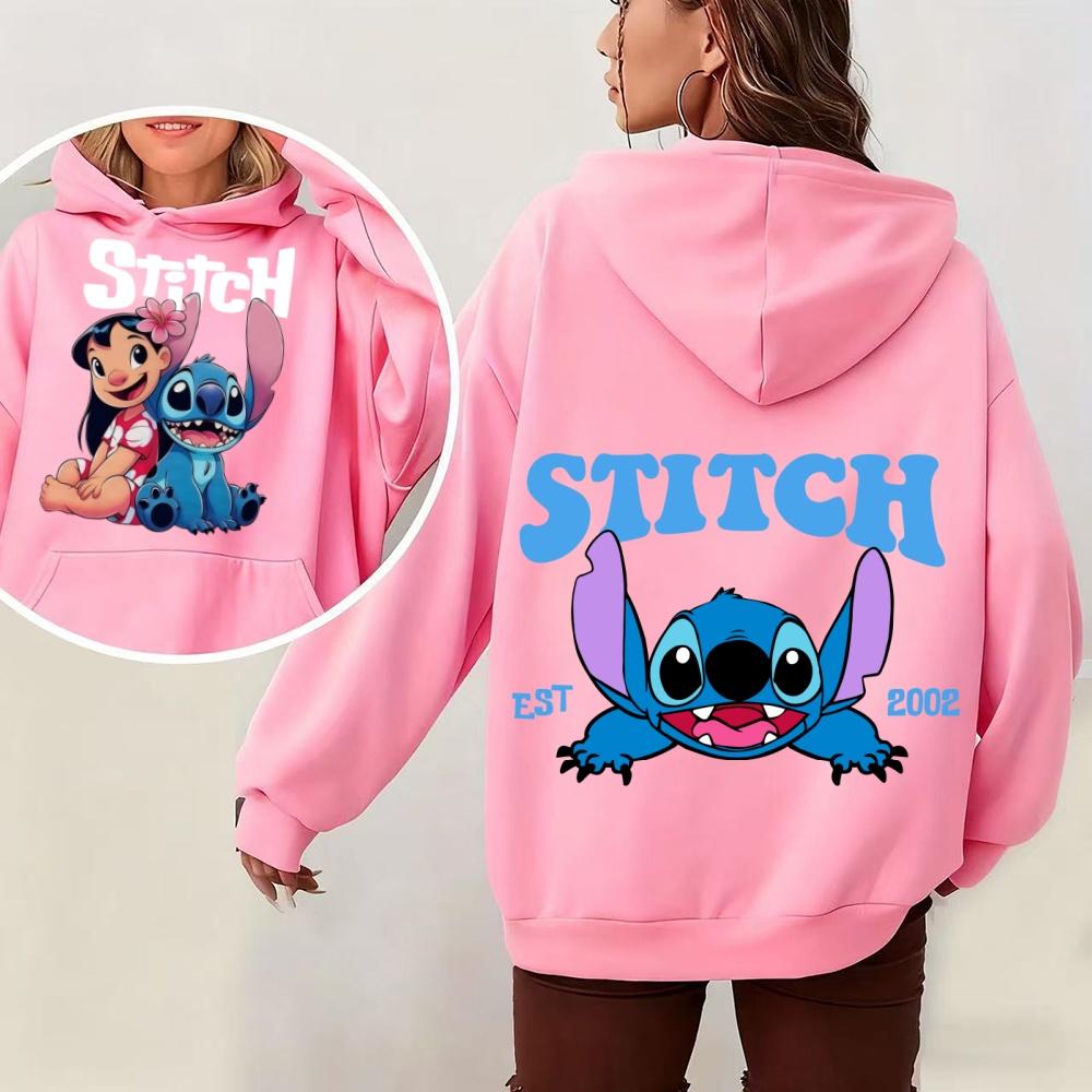 Stitch Women's Hoodie Sweatshirt Autumn Winter Warm Pullover Cute Cartoon Print Fashion Streetwear Outdoor Activities