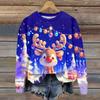 Ladies' Christmas Printed Long Sleeved Round Neck Hoodie Loose Top