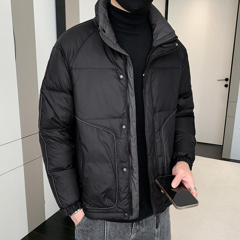 

Men s new autumn and winter down jacket men s fashion white duck down thickened warm stand-up collar solid color men s jacket M
