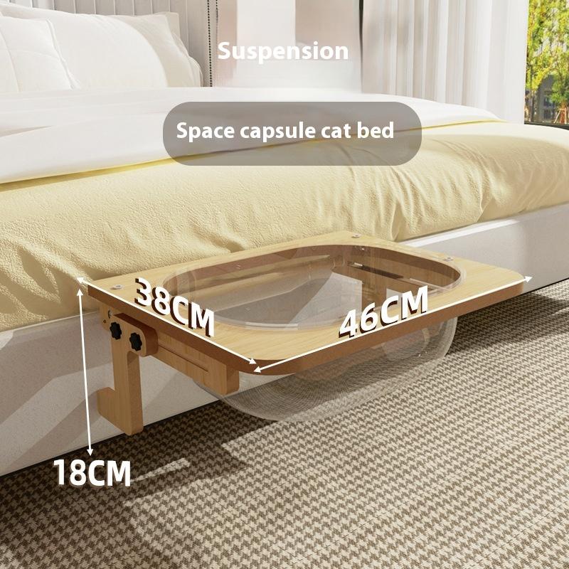 Wood Cat Bed Space Capsule Cat House Cat Hammock Cat Window Bed Space Capsule Non Perforated Suspension Hammock Bed Pet Supplies