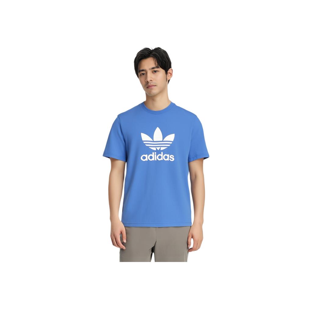Adidas Originals Logo Round Neck Pullover Short Sleeve T-Shirt Men T-Shirts Blue CW0703