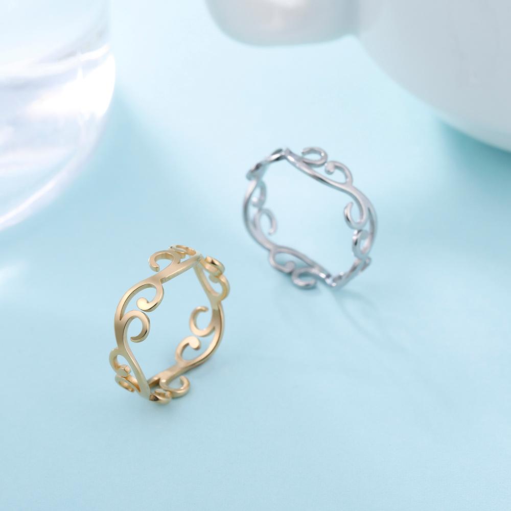 Vintage Filigree Flower Ring Women Girls Stainless Steel Romantic Gold Color Casual Rings Jewelry Anniversary Gift