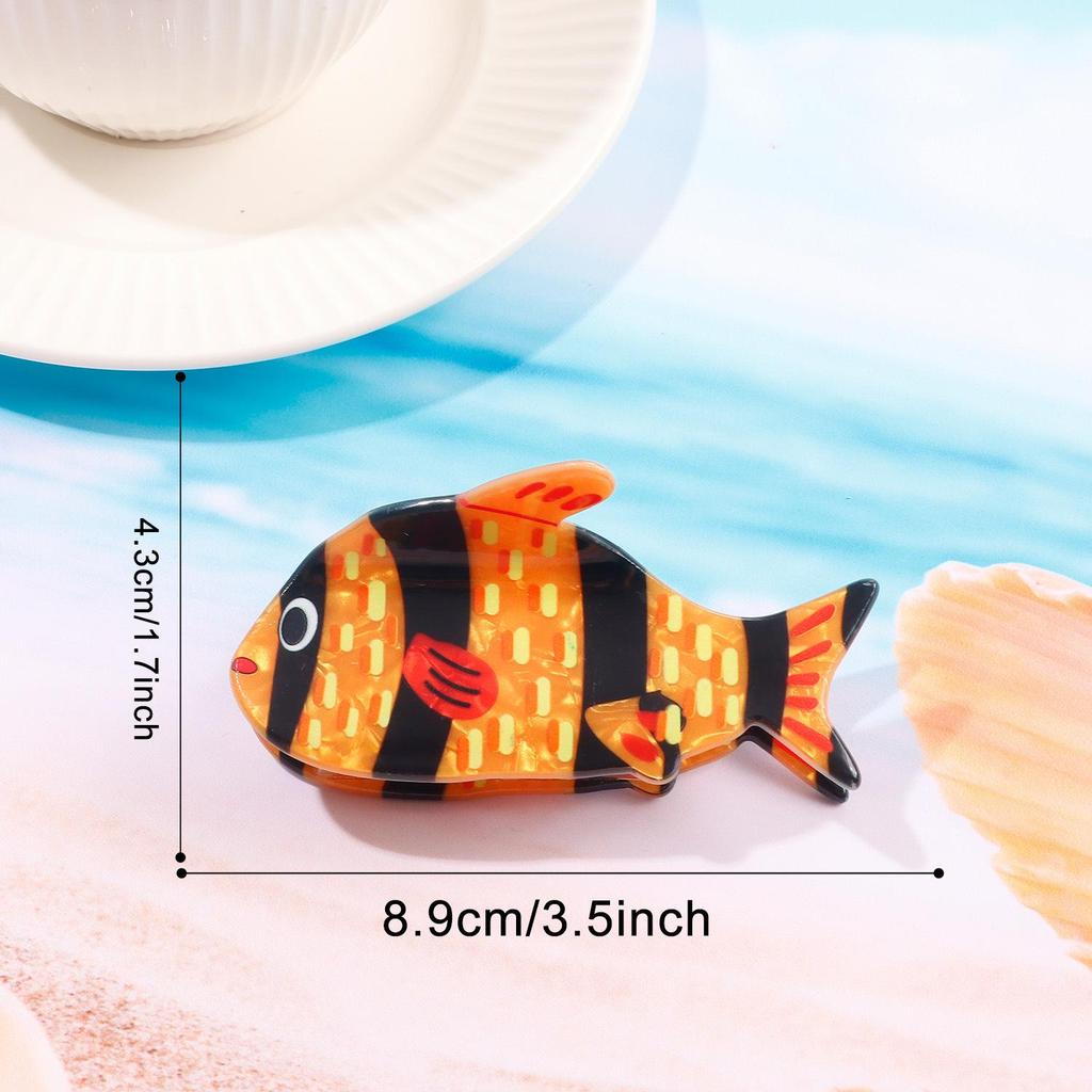 Bamboo Cute Ocean Animal Hair Clips: Tropical Fish & Cartoon Shark Claw Accessories.