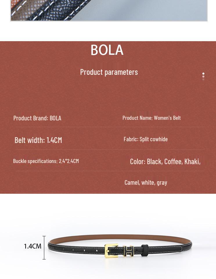 Women's Genuine Leather Thin Fashion Belt - Versatile Decorative Ins Style Waistband for Jeans