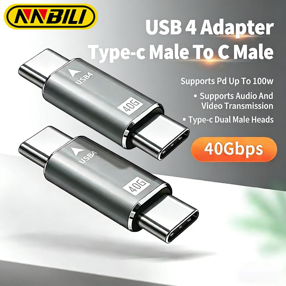 NNBILI USB4.0 40Gbps USB C OTG Adapter PD 100W Type C Male to Type C Male Fast Charging 3.1 Type C 10Gbps Converter Data Adapter 3