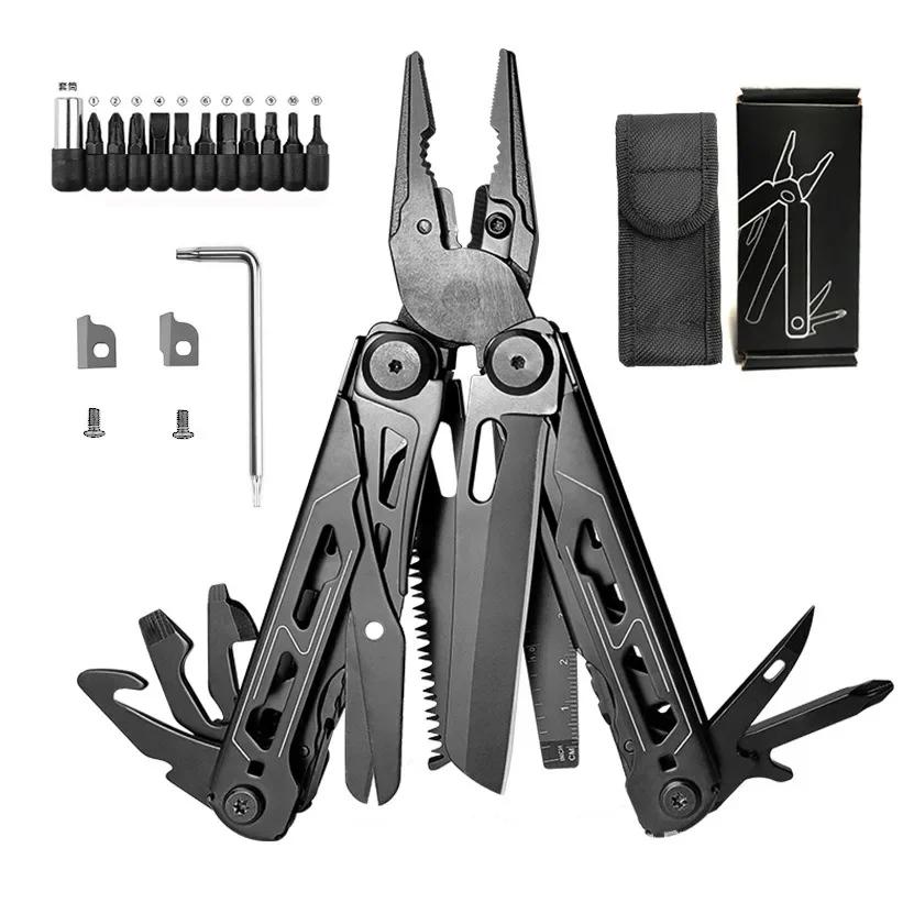 

Tralow Multi Functional Experience Tool Pliers 28 In 1 Stainless Steel Foldable Equipped With Thread Cutter Knife Saw Screwdriver Suitable For чорний