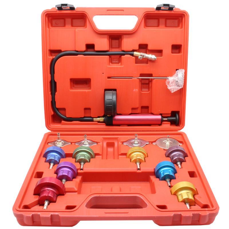 

14 шт., тестер утечки системы охлаждения, резервуар для воды, детектор утечек, универсальный автомобильный тестер давления в радиаторе, комплект манометров