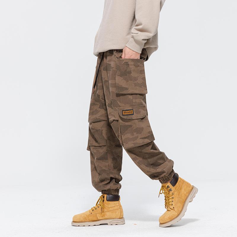 Pure Cotton Sanitary Pants Men's Casual Camouflage Multi Pocket Workwear Pants Loose Ankle Pants