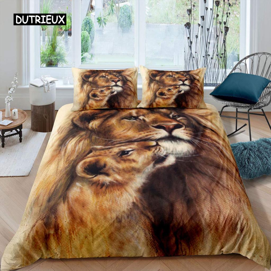 Black Lion Duvet Cover Bed Sheet Pillow Three-Piece Bedding Set