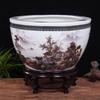 Extra Large Blue & White Ceramic Lotus Bowl for Outdoor Courtyards