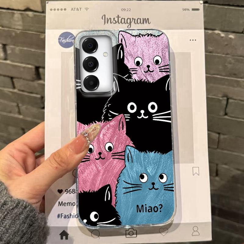 

Милый чехол с котиком для Samsung A56 A16 A17 S25 FE Xiaomi Redmi Note 14 13 Pro 14C A5 Huawei Honor 400 200 Lite Pro iPhone 16 Pro Max Противоударный чехол Samsung A16