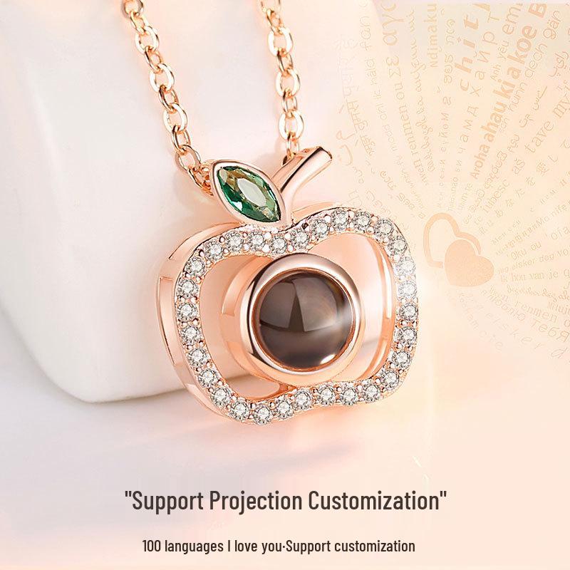 

Ожерелье из стерлингового серебра 925 пробы в виде яблока для женщин - Простая цепочка для ключицы, Стильный рождественский подарок для друзей. Rose Gold with Cross Chain