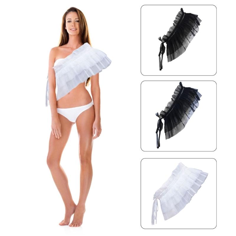 Women Ruffled Mesh False Collar Shrug Japanese Anime Girls Shoulder Wrap Shawl Vintage Capelet Halloween Props Costume