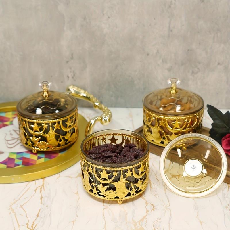 Snacks Tray Ramadan Decoration Food Trays Eid Mubarak Dessert Storage Metal Box Ornament Muslim Festival Home Party Supplies