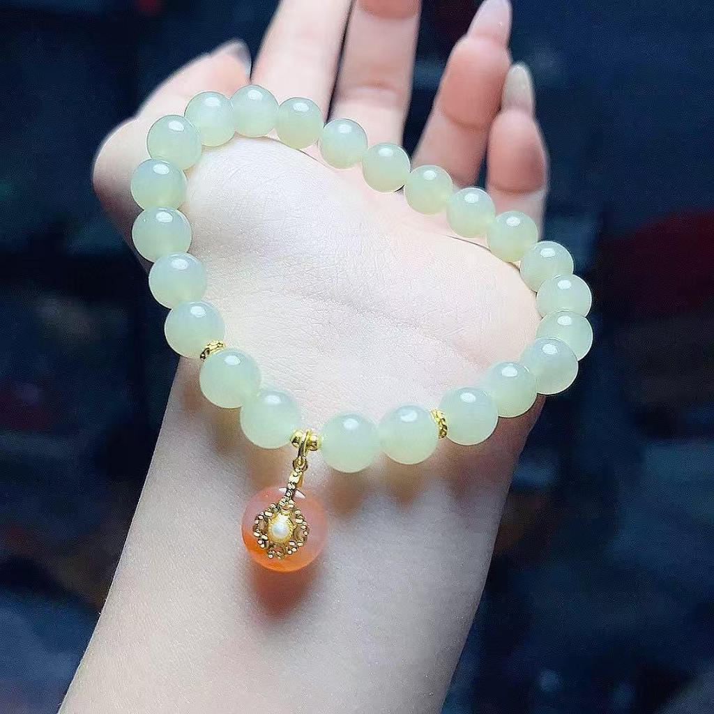 Exquisite Natural Hetian Jade Ping'an Buckle Unisex Bracelet - Simple, Versatile Fashion