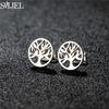 Vintage Tree of Life Stainless Steel Earrings for Women Fashion Norse Mythology Yggdrasil Jewelry World Peace Ear Studs Gift
