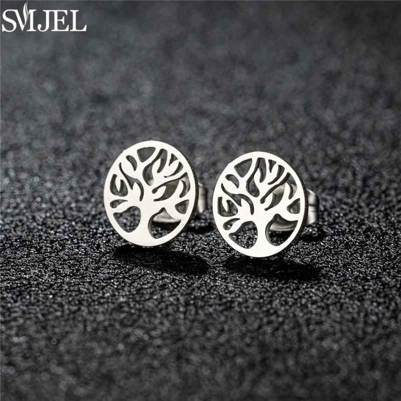 Vintage Tree of Life Stainless Steel Earrings for Women Fashion Norse Mythology Yggdrasil Jewelry World Peace Ear Studs Gift