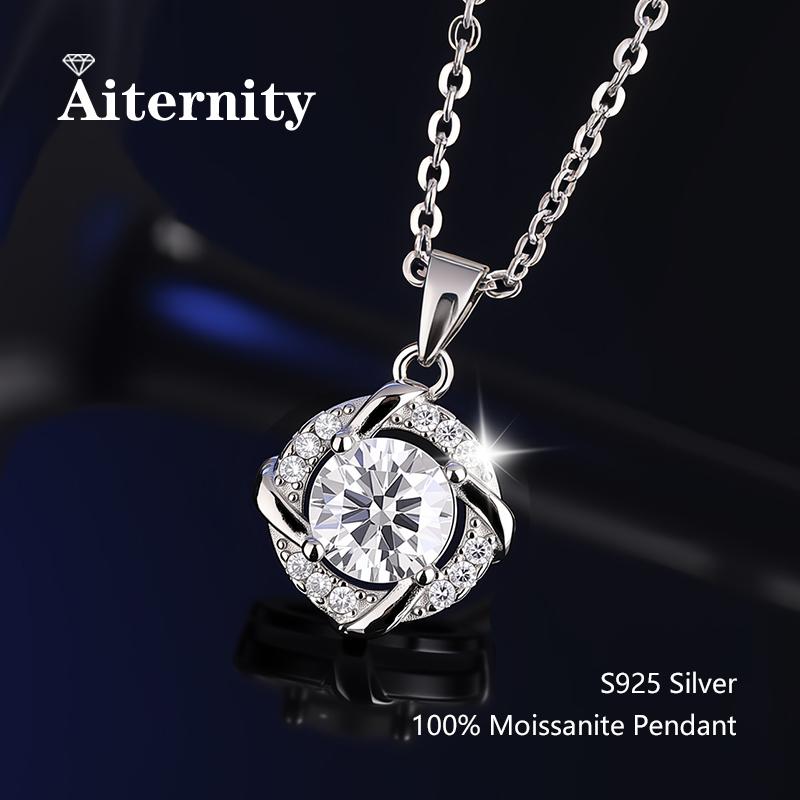 D Moissanite Pendant Luxury Wedding Sunflower for Women 925 Sterling Silver Jewelry Wedding Bridal Moissanite Diamond Necklace