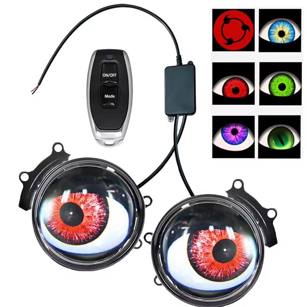 Cool Car Devil Eyes Lens Lights Dynamic 3 Inch Demon Eye Retrofit Kits Headlight Assembly Auto Decoration Accessories