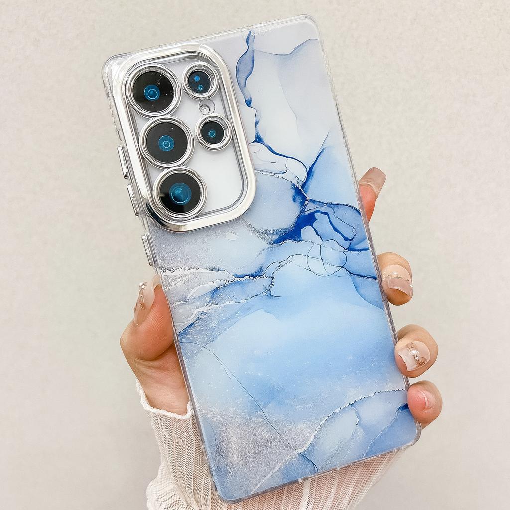 Electroplated IMD marble pattern is suitable for Samsung S25ULTRA mobile phone case S24FE fine hole gradual change smudge A26/56