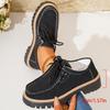 Damen Slipper Neue Dicke Ferse Klobige Sohle Flats Schuhe Bequeme Sneaker Damen Frühling Herbst Britischer Stil Damenschuhe