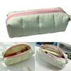 Portable Polyester Pencil Case Milky Green Large Capacity Stationery Bag Stationery Organizer Student