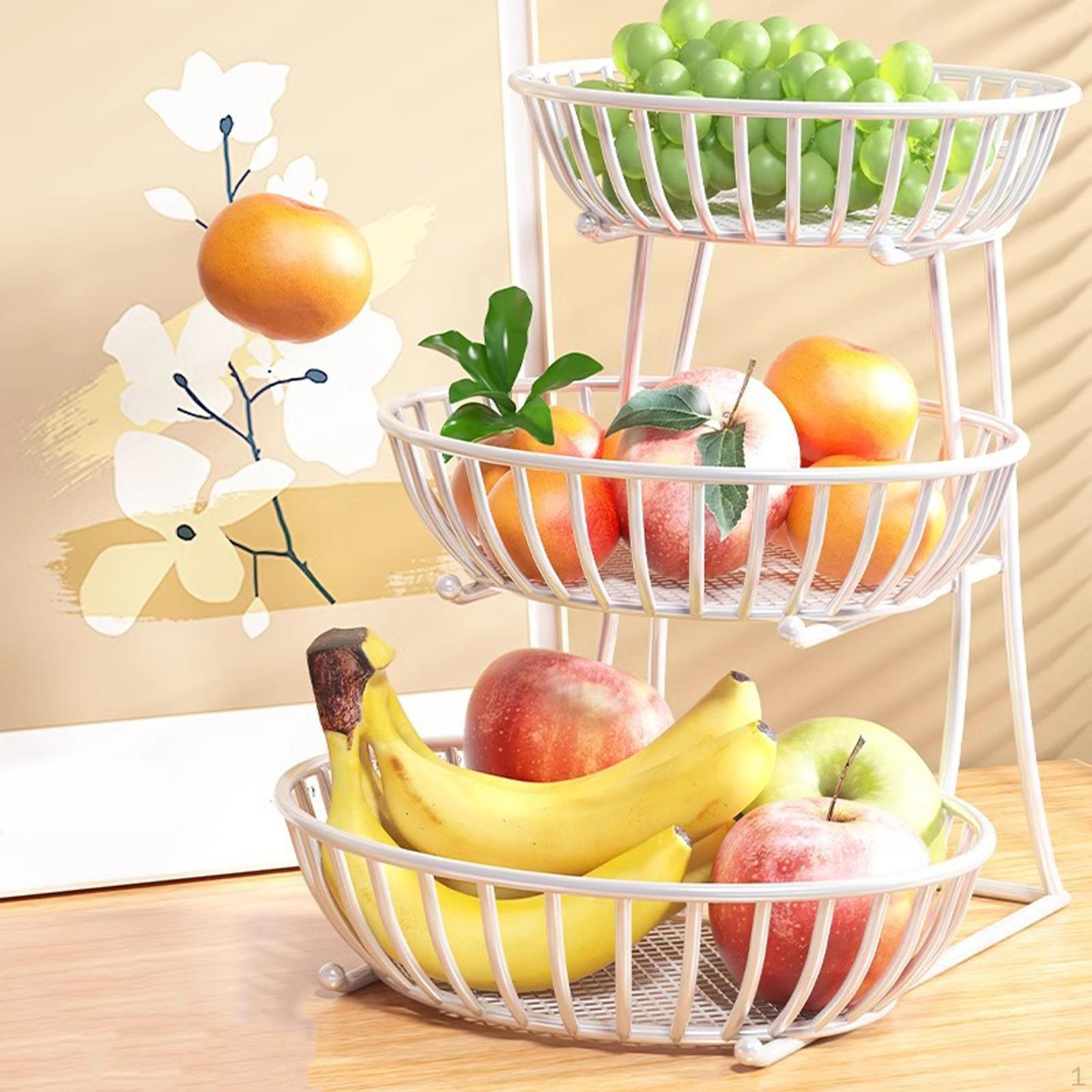 

3-х уровневая корзина для фруктов, миска, кухонный органайзер, компактная подставка, большая вместительная столешница для овощей