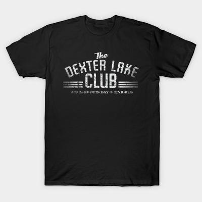 Men Black Print T-shirt Dexter Lake Club No-Cut Transfer Paper Print Cotton Tshirt