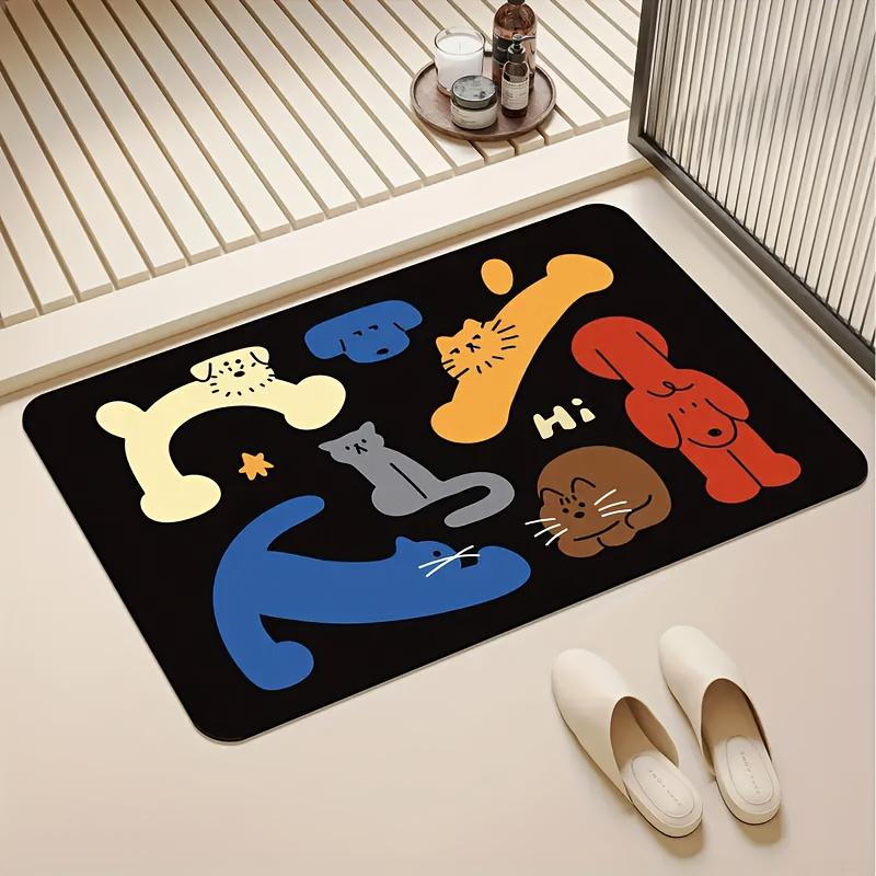 Dopamine Bathroom Diatomaceous Earth Carpet, Absorbent, Non Slip, Washable Shower Room Entrance Mat Home Decor