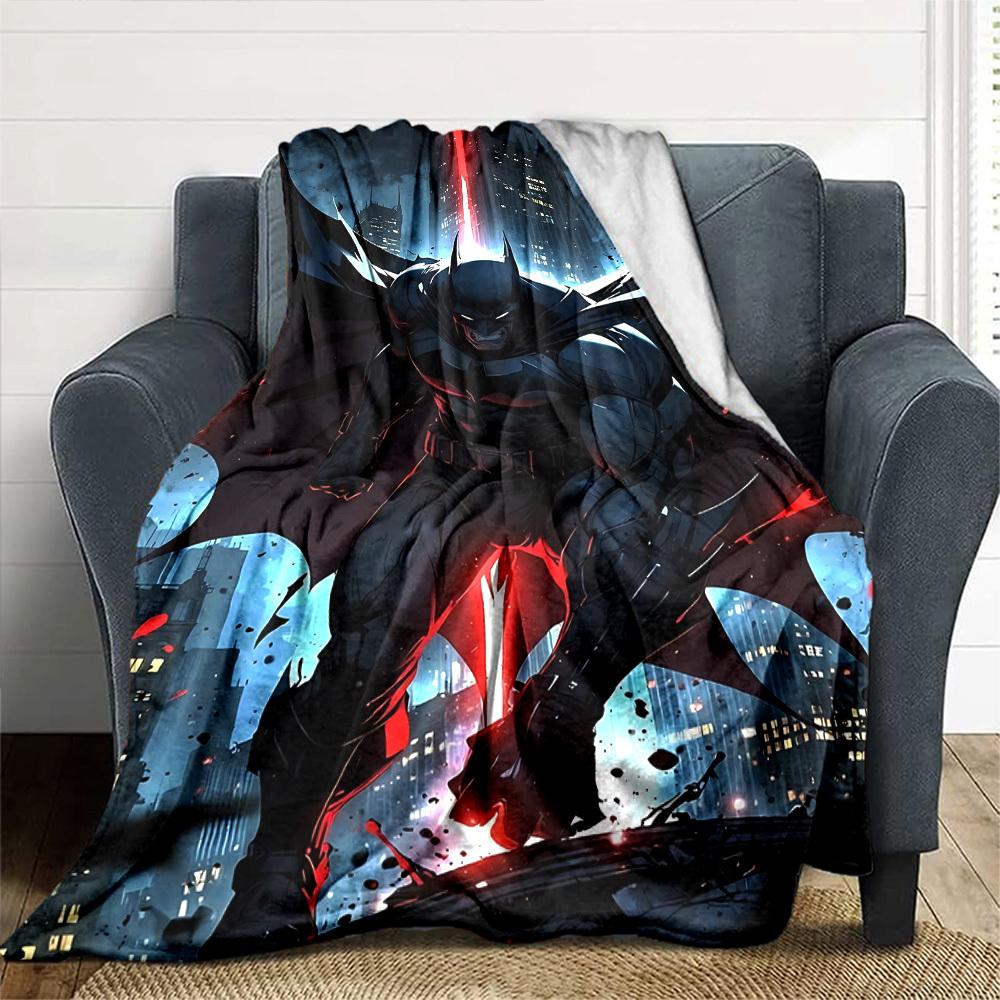 1pc Batman Night Cityscape Flannel Blanket Soft Warm Throw for Home, Office, Travel, All-Season Cozy Bedding GiftL1264