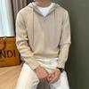 New Internet Celebrity Men's Sweater Versatile Popular Autumn Winter Solid Color Zipper Bottoming Trendy Hoodies Casual
