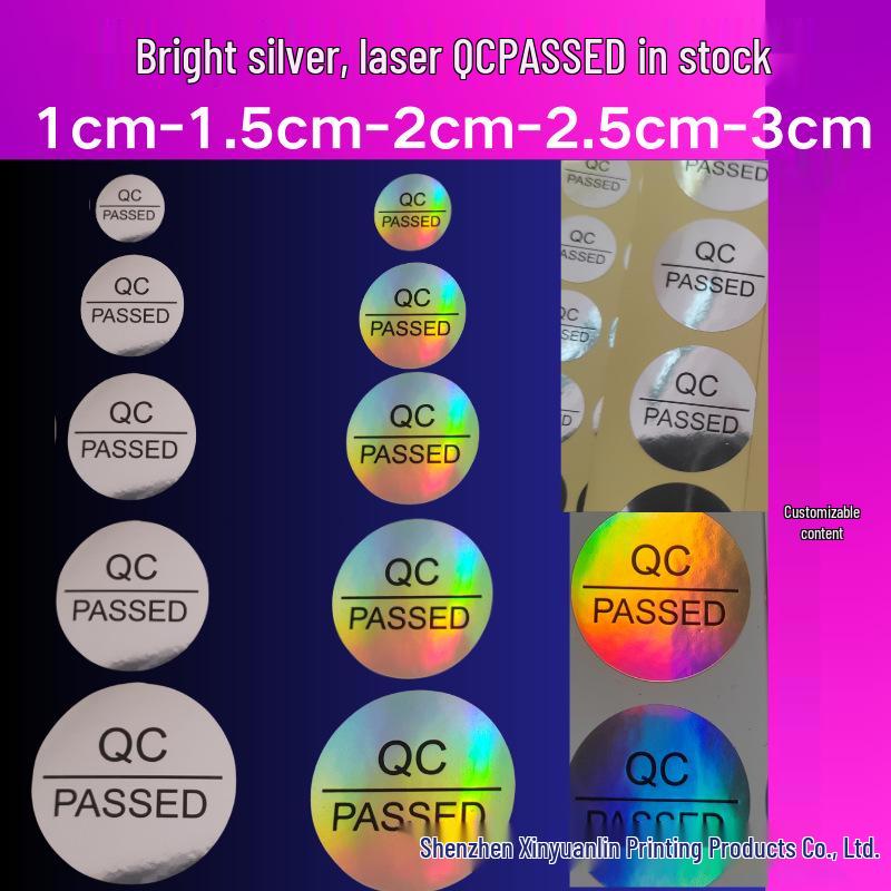 Bright Silver Self-Adhesive Laser Anti-Counterfeit QC Label Sticker