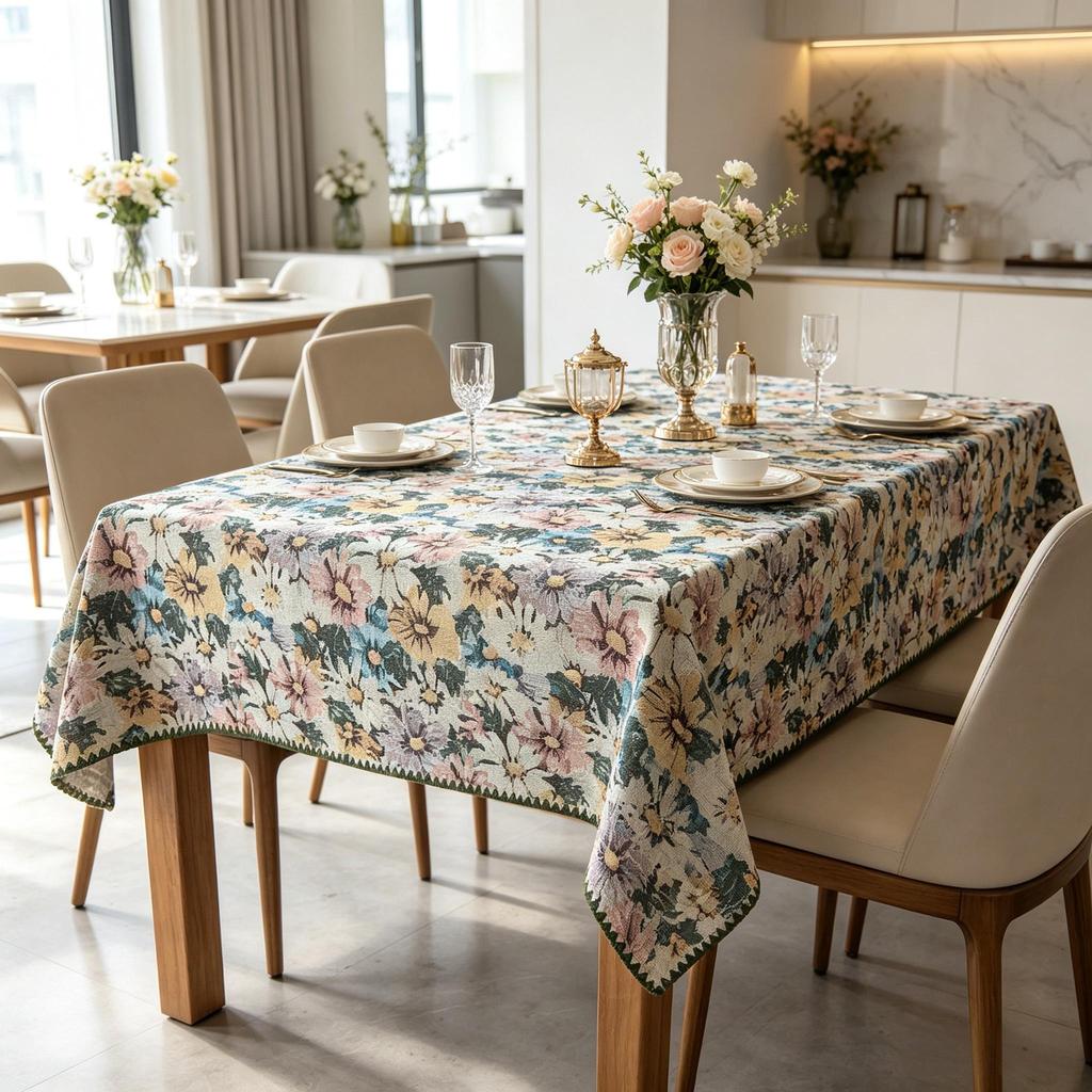 Festa di Natale Pranzo a Casa Cucina Rettangolare Cotone Lino Morbido Lavabile Tessuto Decorativo Tovaglia