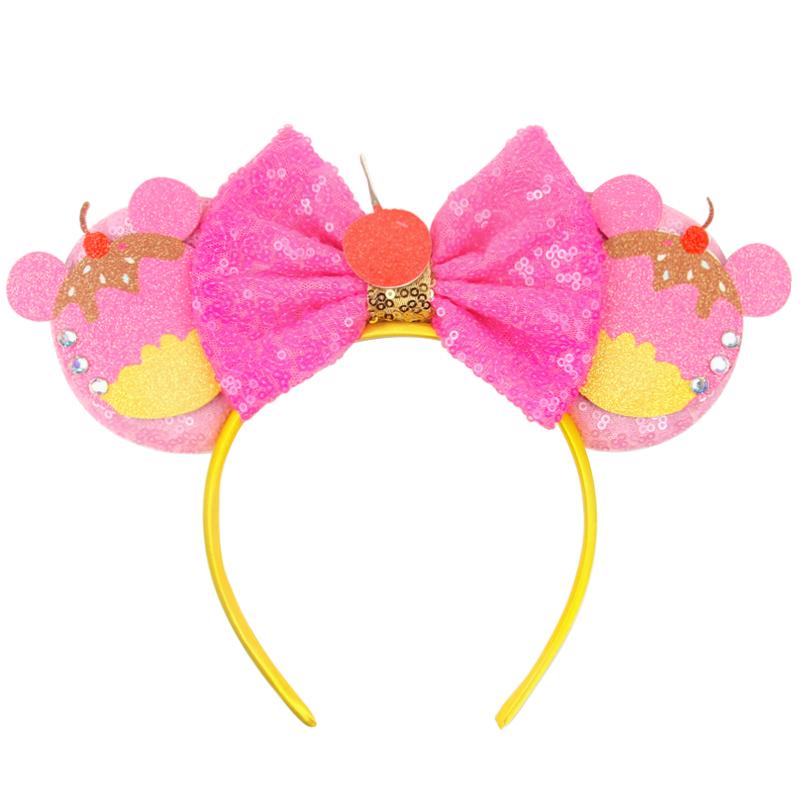 Trip Mickey Ears Headband For Girls Women Sequin Castle 5"Bow Hairband Festival Party Cosplay DIY Hair Accessories