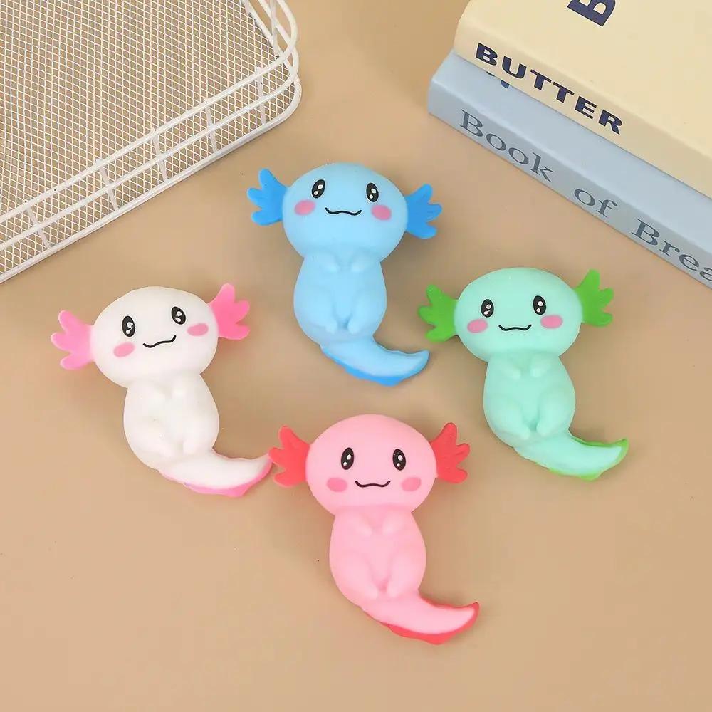 

4Pcs Glitter Axolotl Squishy Toys, Cute Malt Sugar Stress Relief Fidget Toys for Adults & Kids