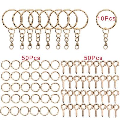 110 teile/satz Schlüsselanhänger Offene Biegeringe Augennadeln Schmuckherstellung Zubehör Kits für DIY Epoxidharz Schlüsselanhänger Schlüsselanhänger Anhänger