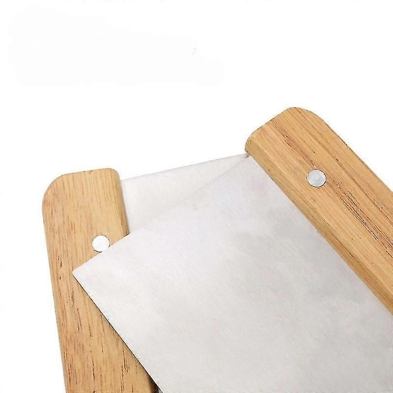 Stainless Steel Noodle Cutter and Dough Scraper Baking Tool with Wooden Handle