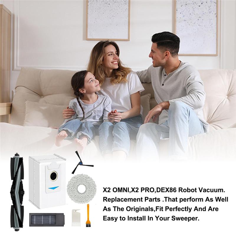 

A65T-Accessories Kit Compatible For ECOVACS DEEBOT X2 Omni E/X2 Combo Robot Vacuum,Main Brush,Side Brush, Hepa Filters