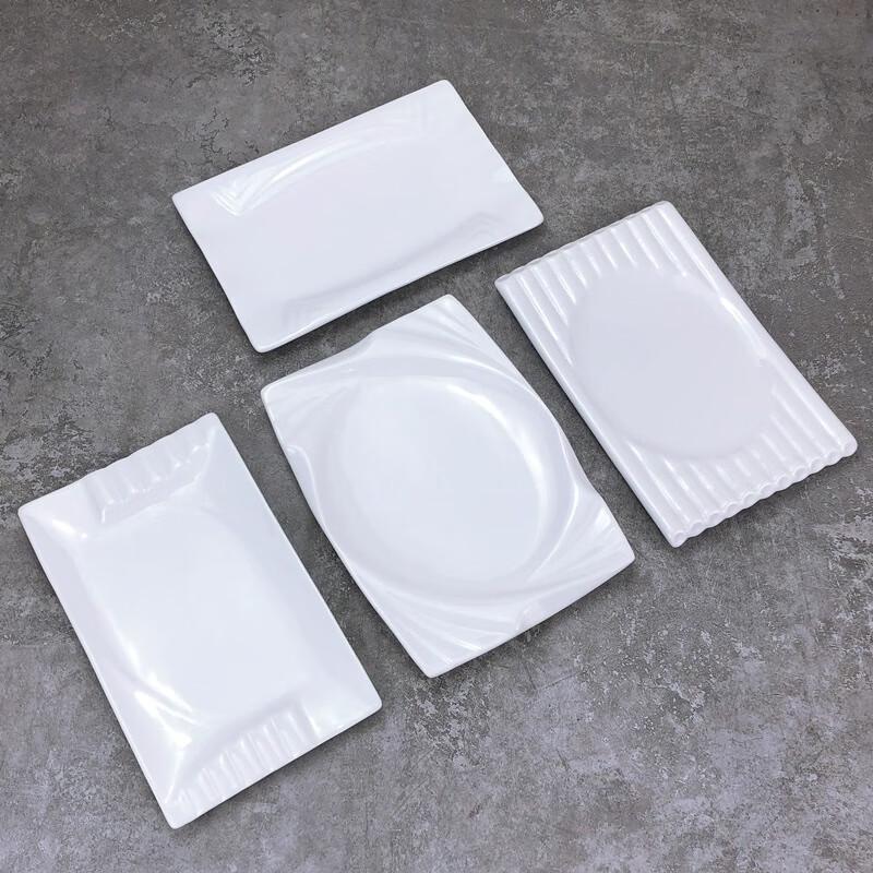 Pure White Ceramic Rectangular Dinner Plate